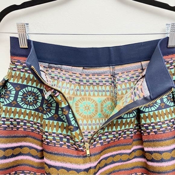 Anthropologie Morgan Carper Nomad Geometric Boho Print Pleated Mini Skirt - Picture 6 of 10